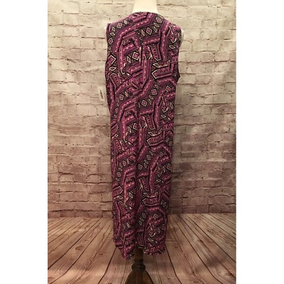 LuLaRoe  JOY Purple Black Geometric Open Front Size M  Sleeveless Duster Vest - Picture 6 of 7